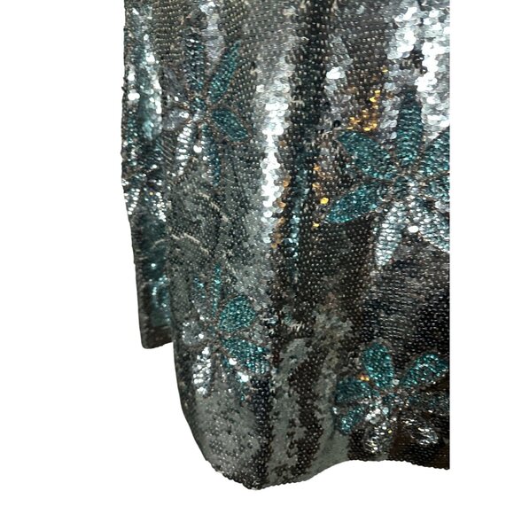 GENE SHELLY'S International Boutique Vintage 100% Wool Blue Sequin Jacket Sz 10 - Picture 7 of 14